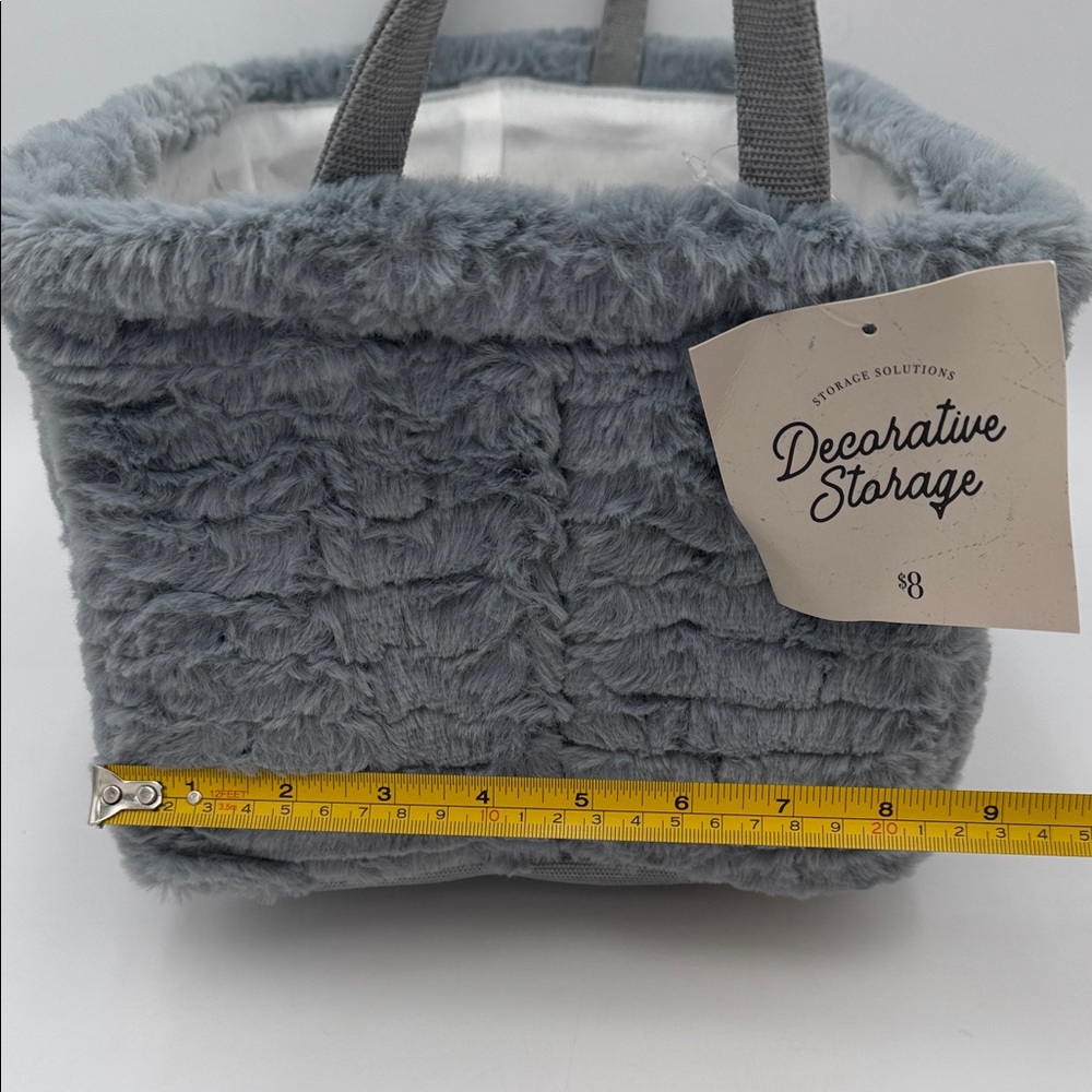 Gray Fuzzy Storage Basket